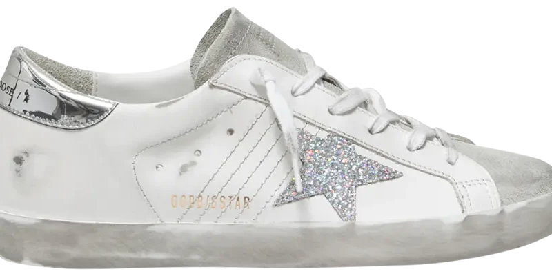 Golden Goose Superstar White Silver Glitter