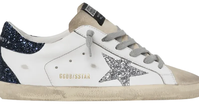 Golden Goose Superstar White Silver Blue Glitter