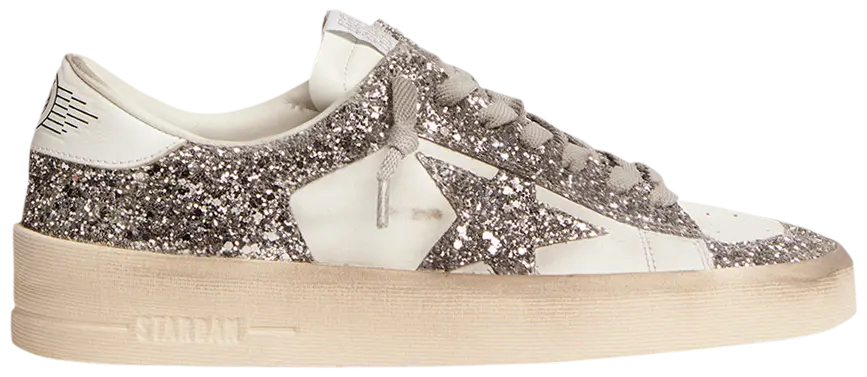 Golden Goose Stardan White Silver Glitter