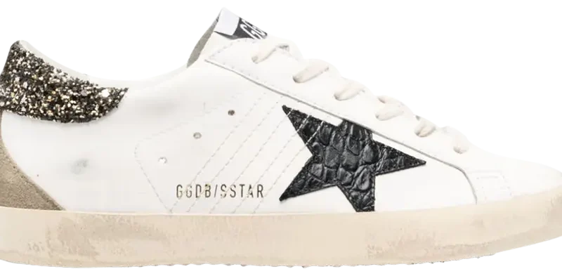 Golden Goose Superstar White Black Croc Glitter